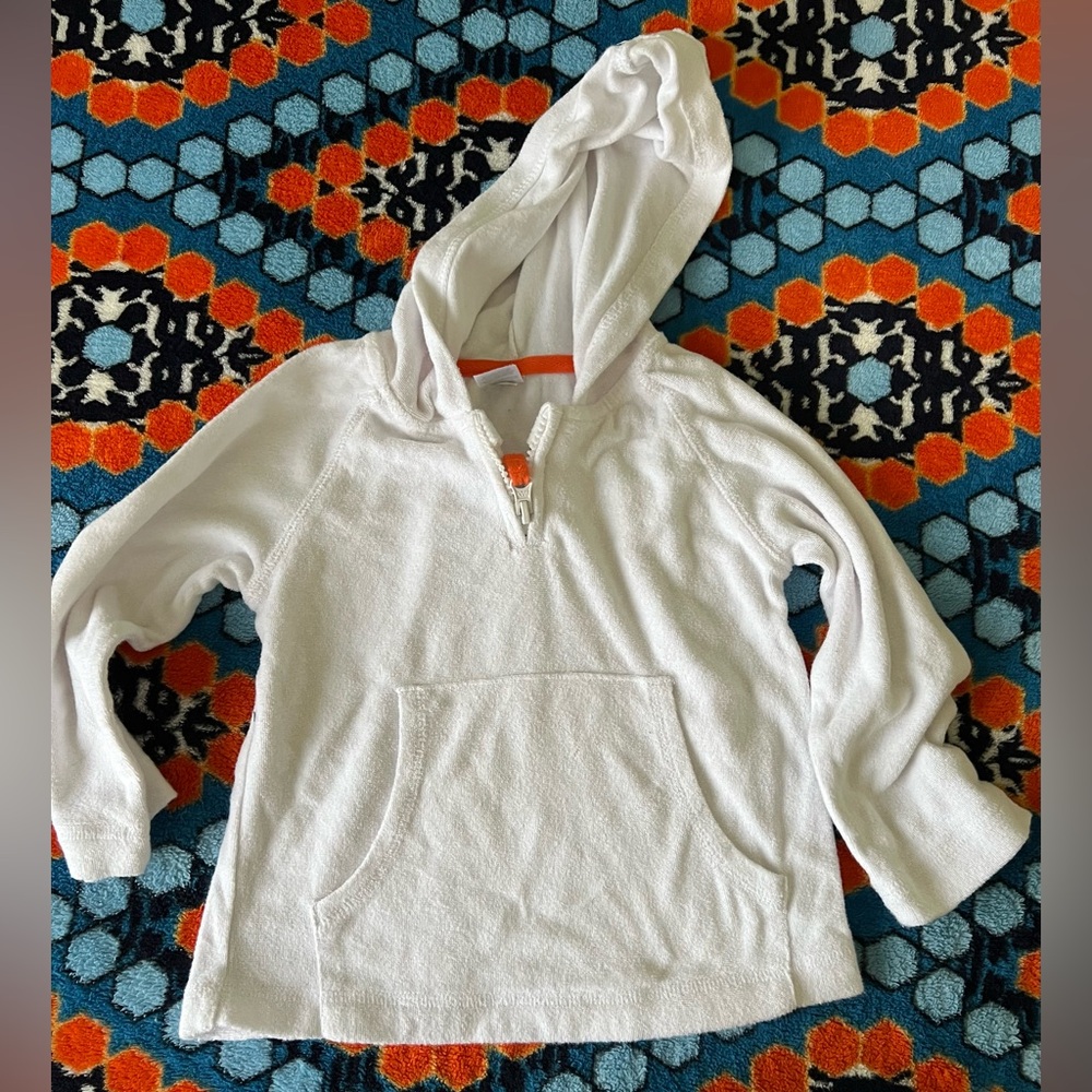 Carters Swim cover up sweater shirt white soft terry